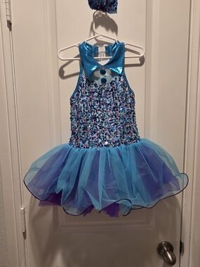 Curtain Call Sparkling Aqua Sequin Tutu Dance Costume for Kids
